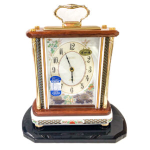 【置き時計】彩華／白伊万里花柄絵付け仕上げ